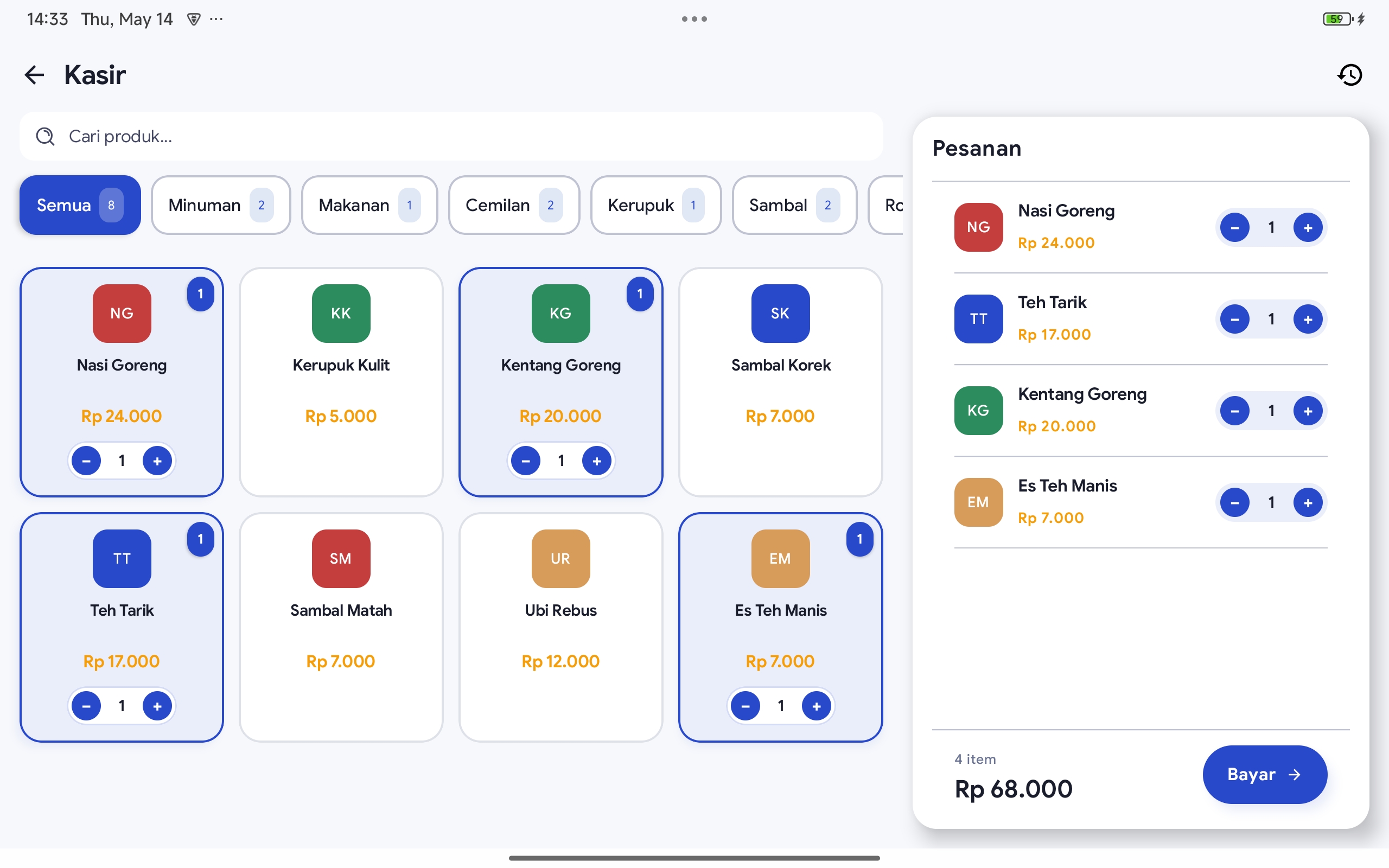 Orion POS di tablet